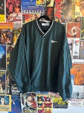 Reebok Dark Green V-Neck Pullover Windbreaker